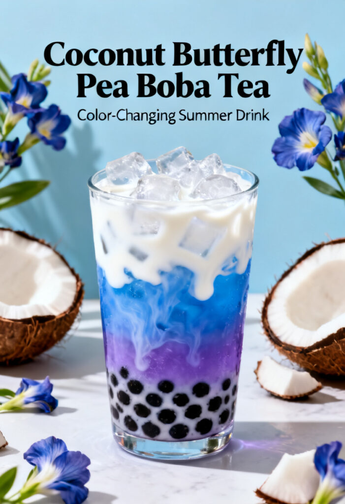 Coconut Butterfly Pea Boba Tea (Color-Changing, Creamy & Refreshing Drink)